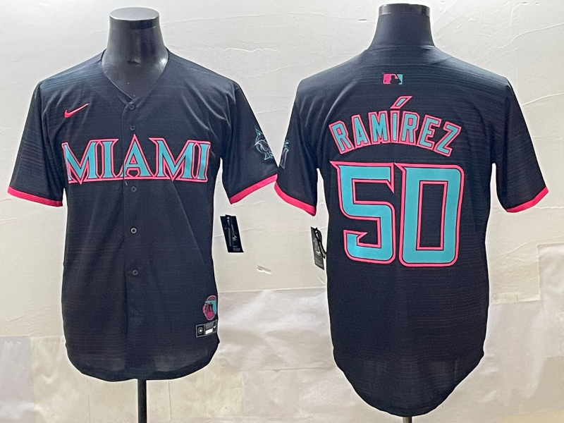 Men 2025 Miami Marlins #50 Ramirez black Nike MLB jersey style 2->miami marlins->MLB Jersey